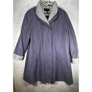 Gallery Trench Coat Jacket Small Periwinkle Purple Lined Vintage VTG Womens